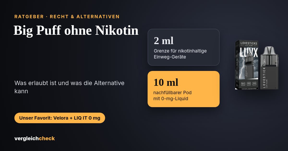 Big Puff ohne Nikotin: Was gilt in Deutschland, und was ist die Alternative?