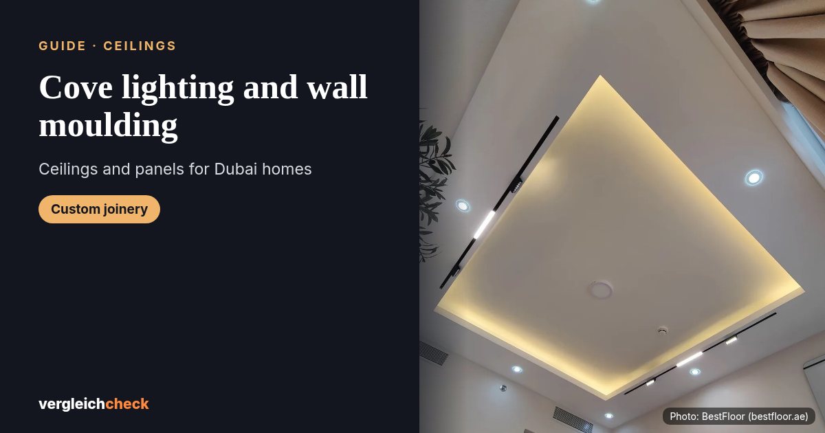 Custom joinery and lighting by BestFloor in Dubai
