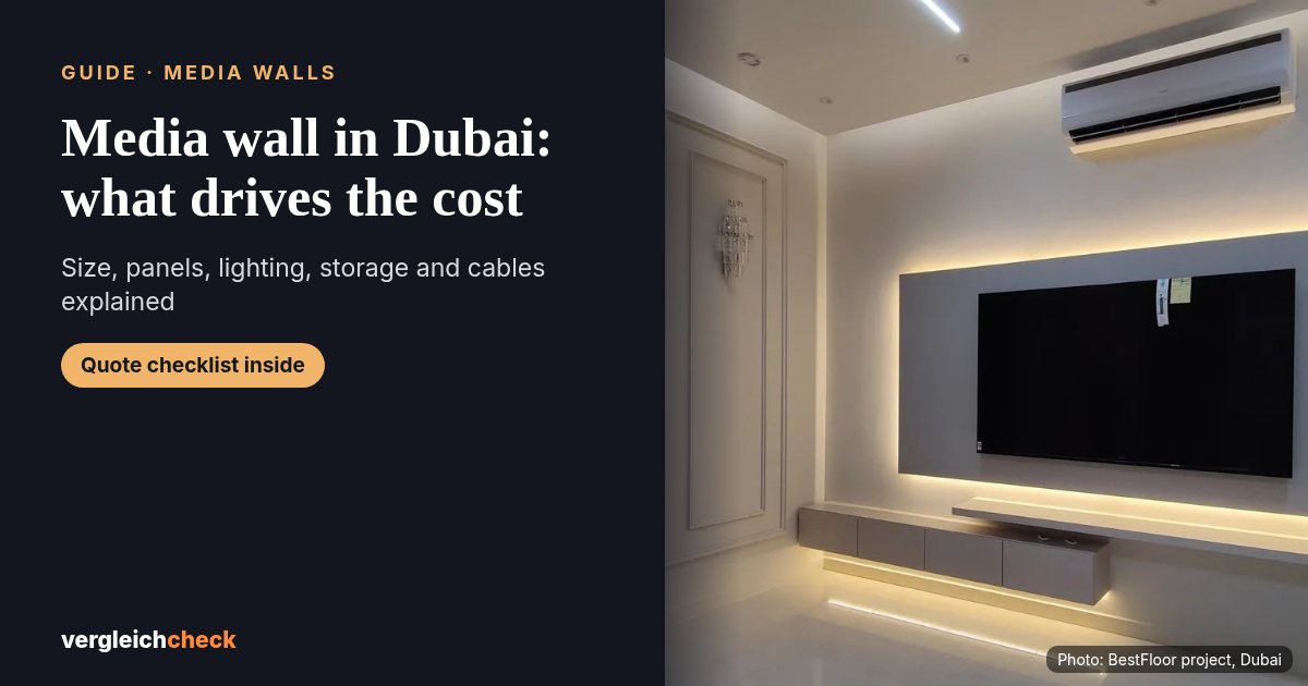 Floating TV media wall with LED backlighting in a Dubai home, BestFloor project