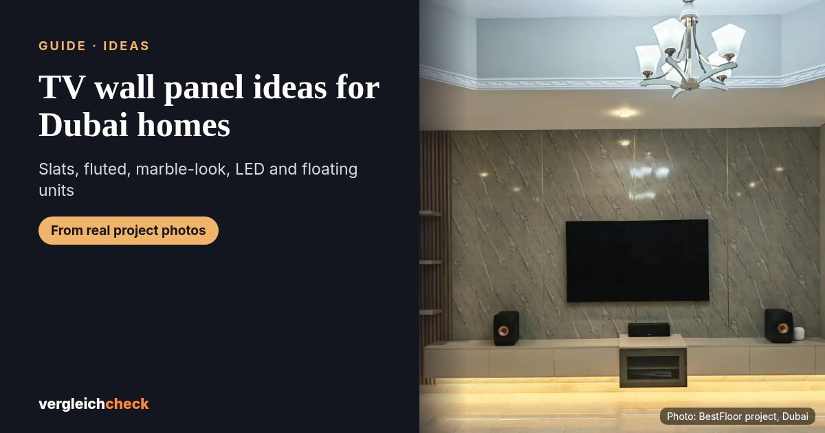 Marble-look TV wall with LED shelf lighting in a Dubai villa, BestFloor project