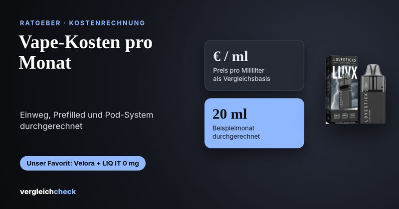 Vape-Kosten pro Monat: Einweg, Prefilled und Pod-System im Rechenbeispiel