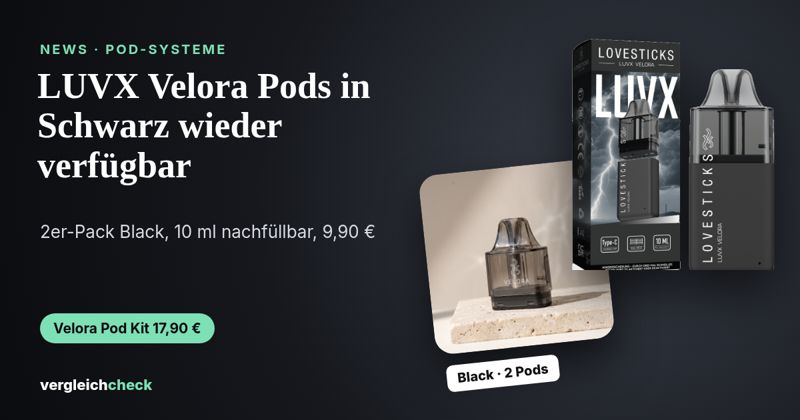 LUVX Velora Pods in Schwarz wieder verfügbar