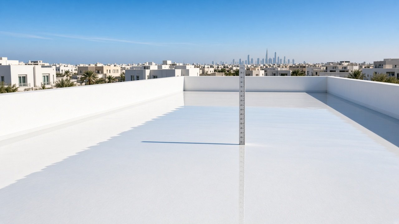 48-hour flood test on the finished waterproofed roof