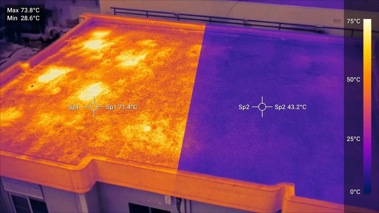 Thermal imaging inspection of a Dubai villa roof